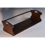 A 19th century rosewood book trough, pierced hand holes, 45cm wide, c.