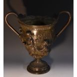 Italian Grand Tour School (19th century), a substantial patinated bronze twin-handled urn,