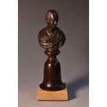 A 19th century dark patinated bronze cabinet bust, of William Pitt the Younger (1759 - 1806),