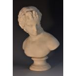 A 19th century Parian library bust, of a Classical maiden, waisted socle,