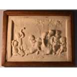 A Grand Tour type reconstituted marble rectangular bas relief panel,