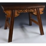 A Chinese hardwood stool or low table,