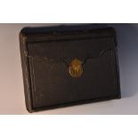 A late Victorian morocco leather dispatch writing case, brass clasp,