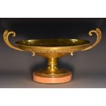 A 19th century gilt-plated oval pedestal table centre dish,