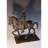 Continental School (19th century), a dark patinated equine bronze, of a Renaissance Warrior,