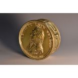 Naval History - a 19th century gilt brass medallic snuff box,