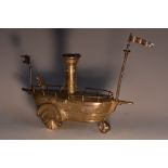 An early 20th century silver plated novelty steamer boat, engraved Numancia, 20cm wide, c.