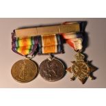 Medals, WW1, group of three, 1914-1915 Star, British War and Allied Victory Medals,
