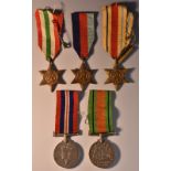 Medals, WW2, Local Interest, group of five, 1939-1945 Star, Africa Star (1st Army clasp),