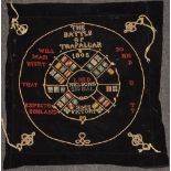 A 19th century embroidered panel, The Battle of Trafalgar, Lord Nelson Signal, H.M.S.