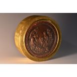 A 19th century gilt metal circular table box,