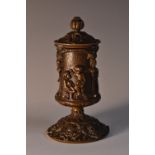 A 19th century French brown patinated bronze inkwell,