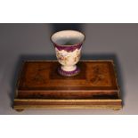 A late 19th century French rosewood and marquetry inkstand, retailed by Guillou-Keredan, Paris,