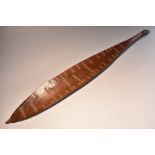 Tribal Art - an Australian Aboriginal hardwood woomera spear thrower,