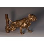 French School, a dark patinated bronze, of a ferocious dog, straining against its tether,