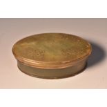 An early 19th century horn and pique oval snuff box, probably Scottish,