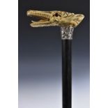 A 19th century gentleman's novelty silver-mounted walking cane,