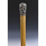 A Chinese silver mounted gentleman's walking cane,