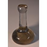 An unusual 19th century glass mallet-shaped pestle or crusher, possibly pharmaceutical,