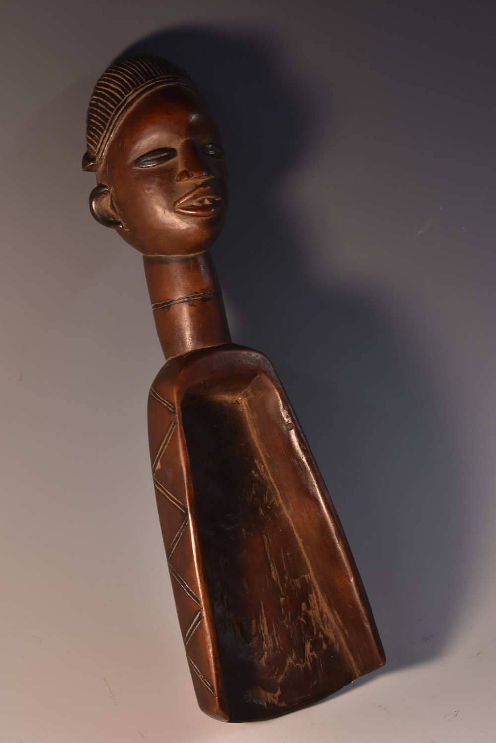 Tribal Art - an African hardwood figural scoop,