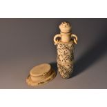 A 19th century bone amphora-shaped flask, of Moorish influence,