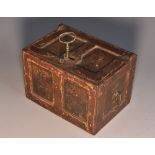 A 19th century cast iron miniature model safe or strong box, 11cm wide, c.