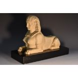 A museum type composition model, of a sphinx, rectangular base, 31.