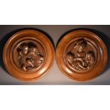 William Wyon (1795 - 1851), after, a pair of bronze roundels,