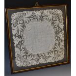 An early 19th century lady's lace rounded square handkerchief, possibly Nottingham,