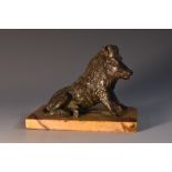 Grand Tour School (19th century), a dark patinated bronze, of the Uffizi Boar, after the antique,