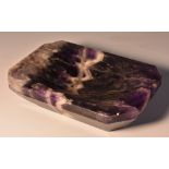 A Blue John-type fluorite canted rectangular desk tidy, 9.