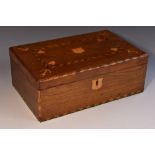 A late 19th century maritime folk art mahogany rectangular box, probably a sailor's valentine,