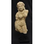 A museum type Indian sandstone sculptural 'fragment', head and torso of a female deity,