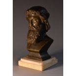 Grand Tour School (19th century), a dark patinated bronze bust, of a man from Antiquity,