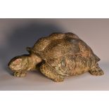 Italian School, a verdigris patinated bronze, of a tortoise,
