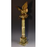 A French Neoclassical Revival gilt-brass and green onyx library centre column,