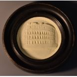 A Grand Tour composition medallic roundel, of the Coliseum, Rome, 7cm diam,