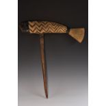 Tribal Art - a Papua New Guinea axe, wicker bound head,