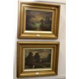 A pair of oils on canvas, rural scenes, gilt frames,