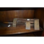 An unusual 19th century wooden vice, stamped O.