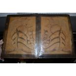 An Art Deco leather double folding desk blotter