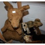 Stuffed Toys - 1930s gold plus teddy bear, possibly Chad Valley; others,