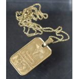 A 9ct gold dog tag, Medical Response, 8.