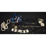 A quantity of jet jewellery to include faceted beads,