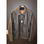 A black leather biker style jacket, Ciro Citterio, zipped front,