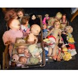 Dolls - A Lenci style fabric doll; 1950s celluloid dolls; others plastic, cloth,