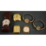 Watches - a 9ctr gold cased 17 jewel watch head; two others ladys, FXA and Everite,