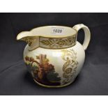 A Derby Named View bulbous jug, painted with In Westmorland, within gilt leaf borders,