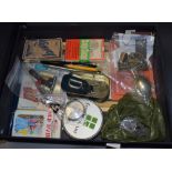 Games, pens, cigarette cards, coins, pencil leads and containers, lorgnettes, etc.