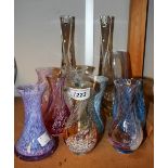 Glassware - Caithness coloured bud vases;